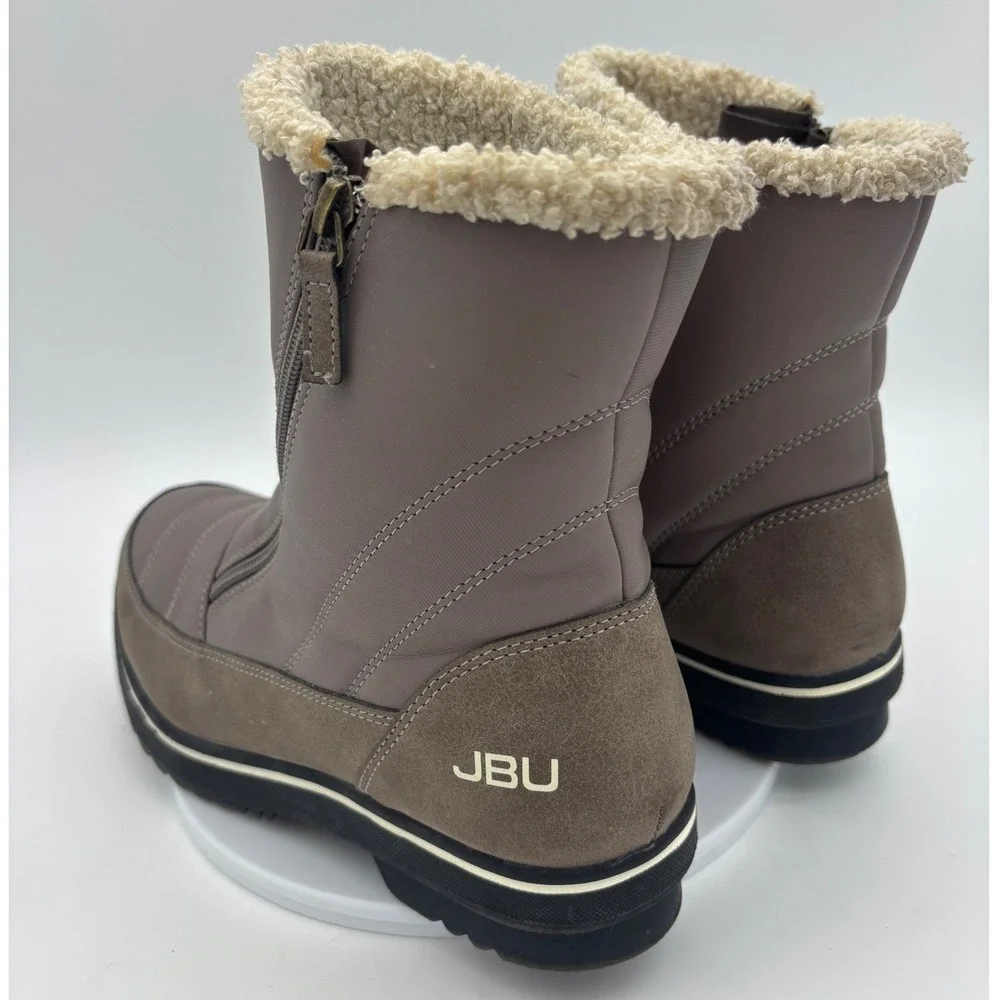 JBU BY JAMBU Winter Snow Boot Shoe Womens Water Resistant Faux Fur Gray Taupe 10